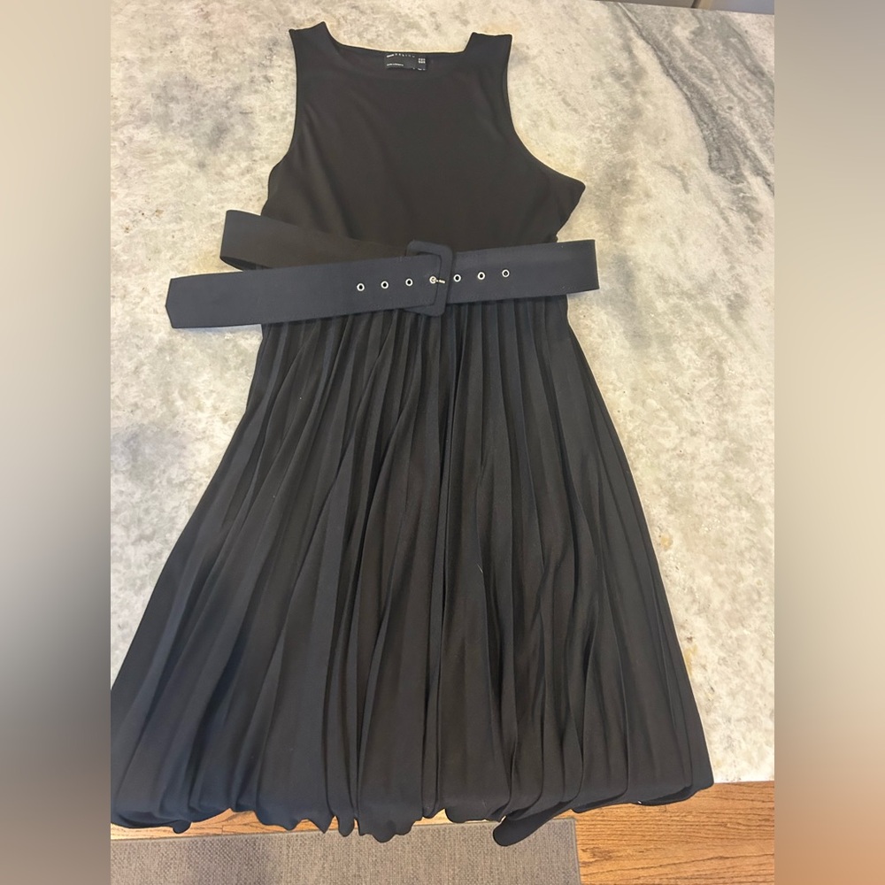 ASOS Black Pleated Dress with Belt